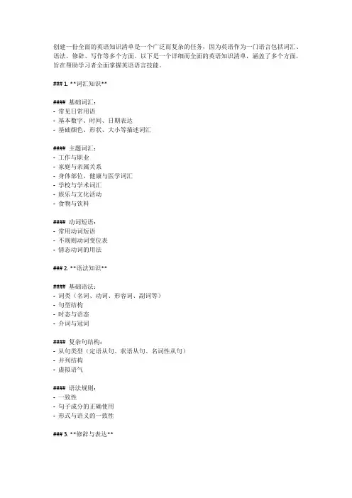 英语 知识清单
