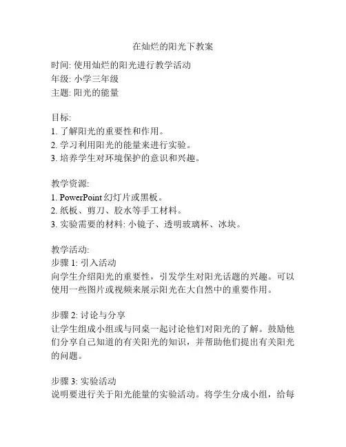 在灿烂的阳光下教案