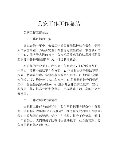 公安工作工作总结