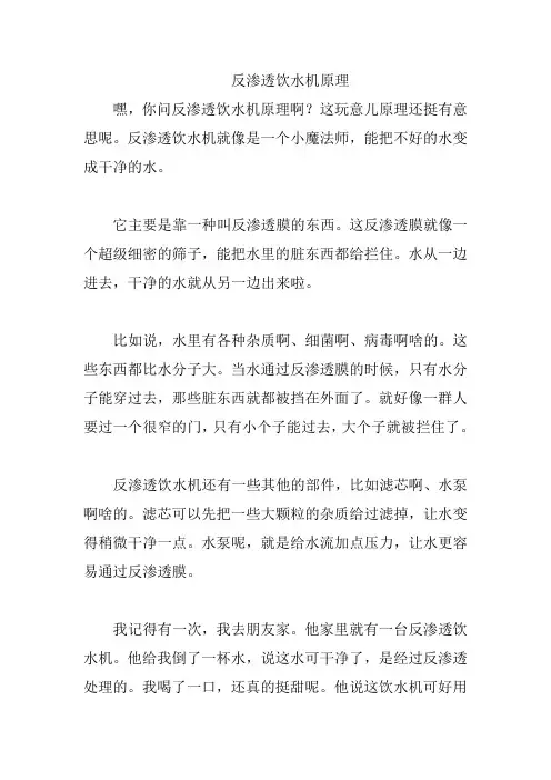 反渗透饮水机原理