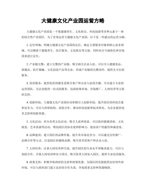 大健康文化产业园运营方略