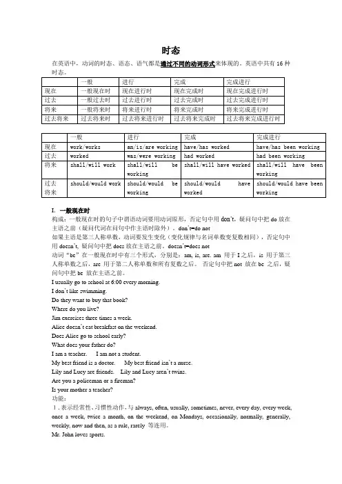 初中英语语法---时态和语态