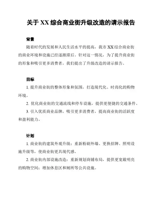 关于XX综合商业街升级改造的请示报告