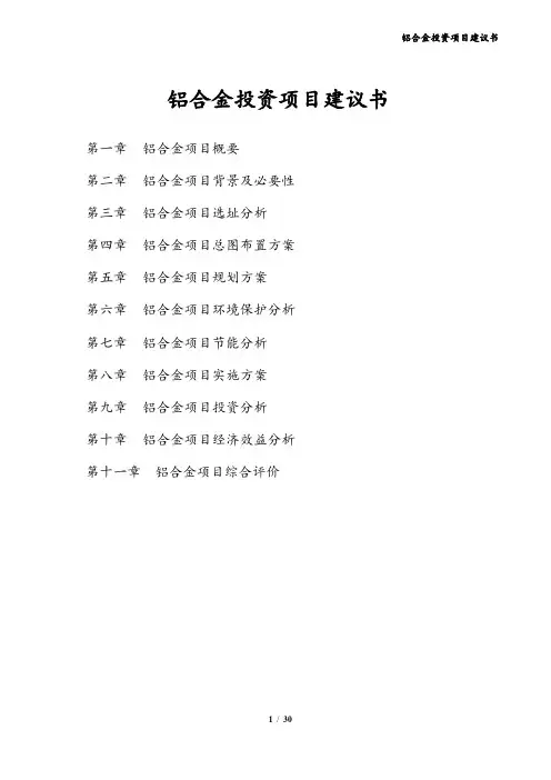 铝合金投资项目建议书