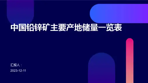中国铅锌矿主要产地储量一览表