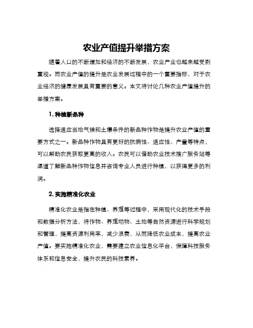 农业产值提升举措方案