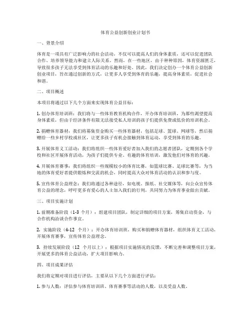 体育公益创新创业计划书
