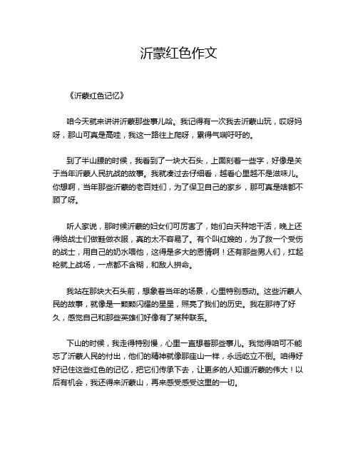 沂蒙红色的优秀作文