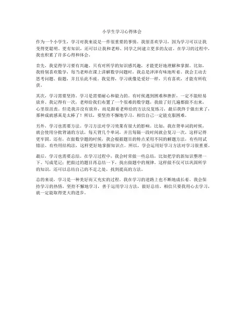 小学生学习心得体会