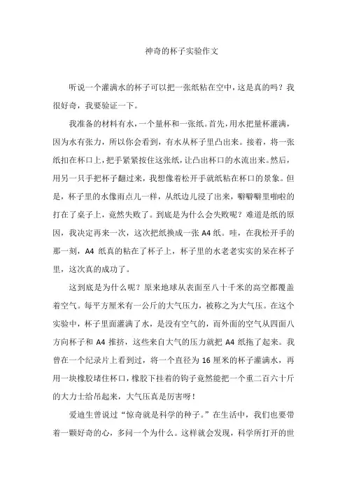 神奇的杯子实验作文