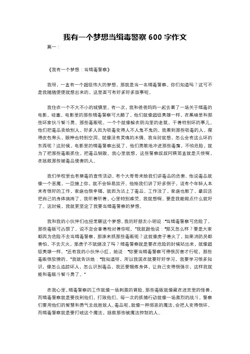 我有一个梦想当缉毒警察600字作文
