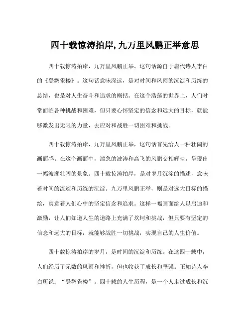 四十载惊涛拍岸,九万里风鹏正举意思