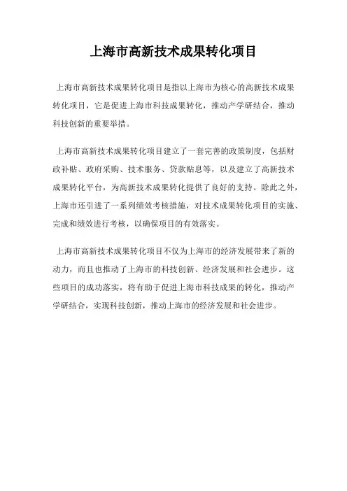 上海市高新技术成果转化项目