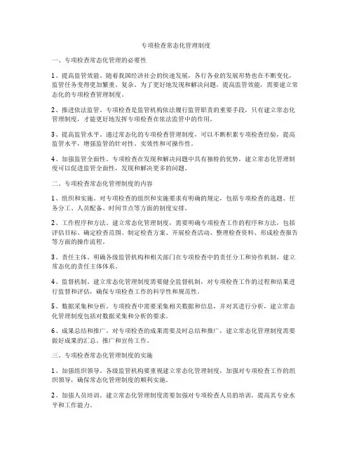 专项检查常态化管理制度