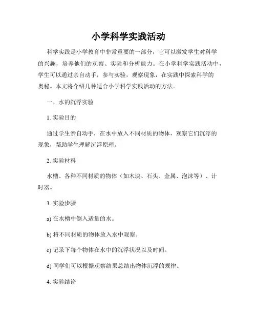 小学科学实践活动