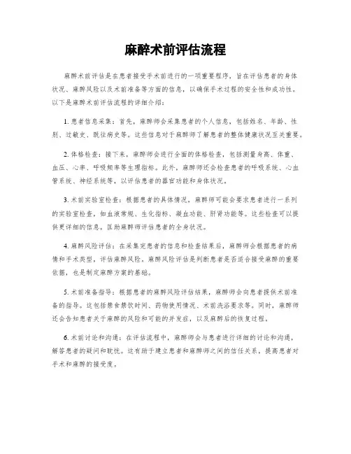 麻醉术前评估流程