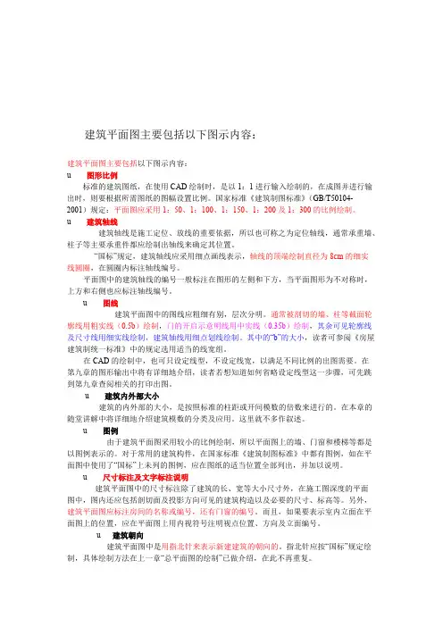 建筑平面图主要包括以下图示内容