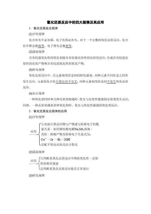 氧化还原反应中的四大规律及其应用