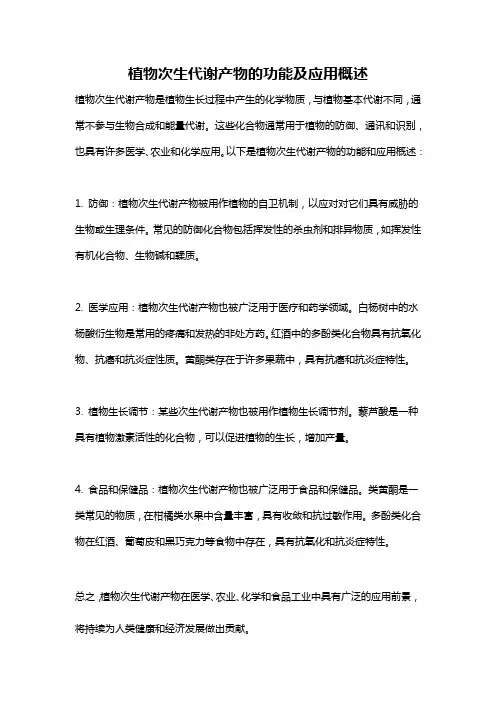 植物次生代谢产物的功能及应用概述