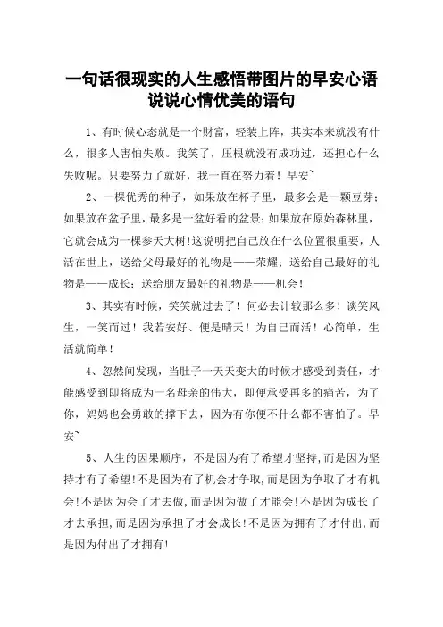 一句话很现实的人生感悟带图片的早安心语说说心情优美的语句