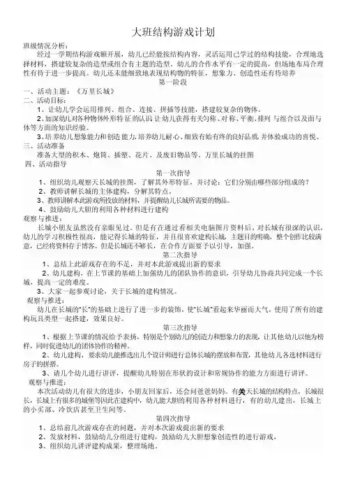 大班结构游戏计划