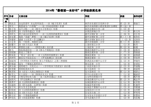 小学组获奖名单 - 江西省教育厅-教育网