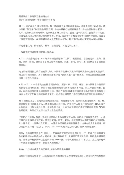 最重调控？多地国五条细则出台