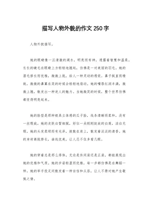 描写人物外貌的作文250字