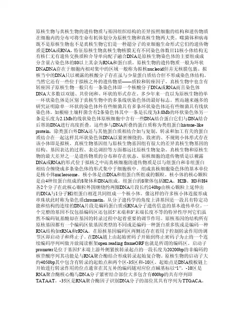 原核生物与真核生物的遗传物质与基因组织结构的差异
