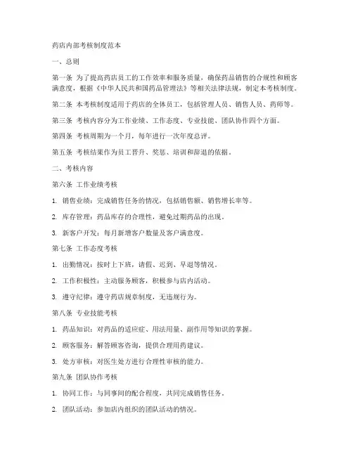 药店内部考核制度范本