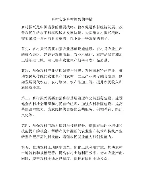 乡村实施乡村振兴的举措