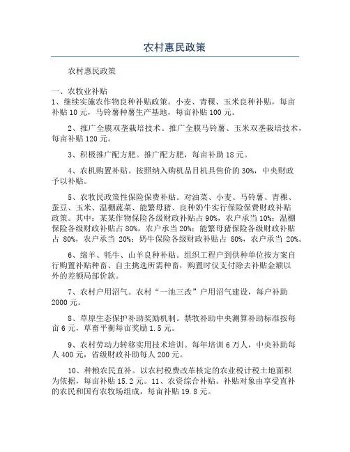 农村惠民政策