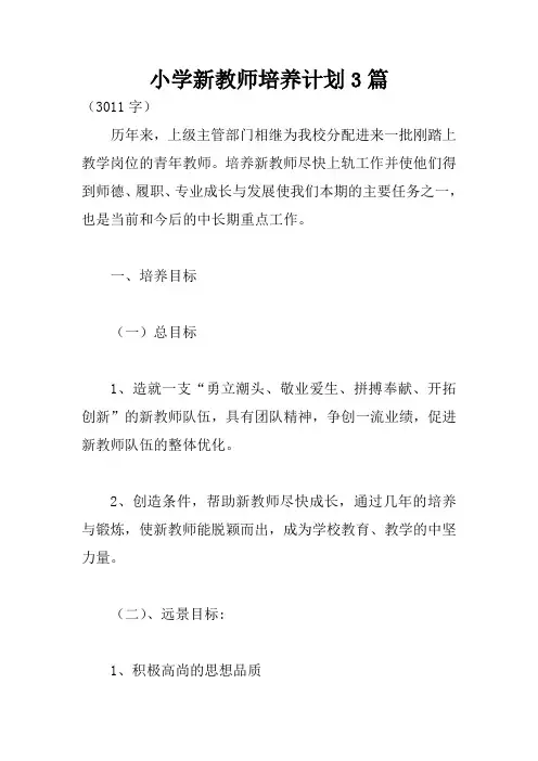 小学新教师培养计划3篇