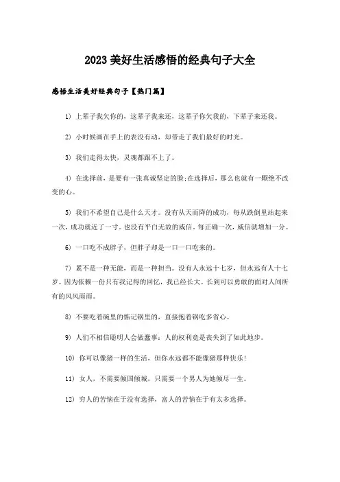 2023励志_美好生活感悟的经典句子大全