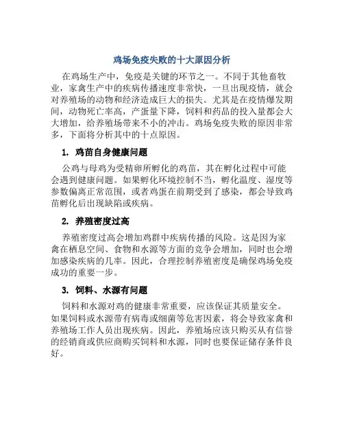 鸡场免疫失败的十大原因分析