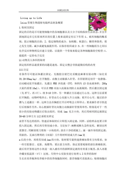 常规生物透射电镜样品制备概要