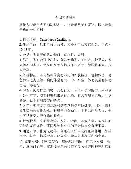 介绍狗的资料