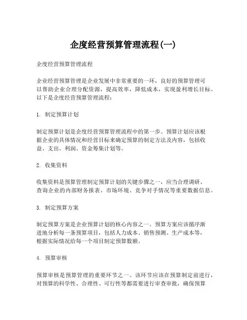 企度经营预算管理流程(一)