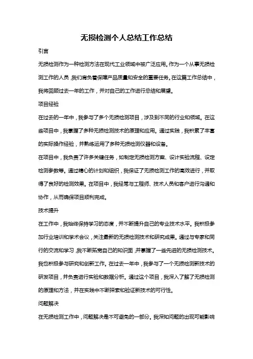 无损检测个人总结工作总结