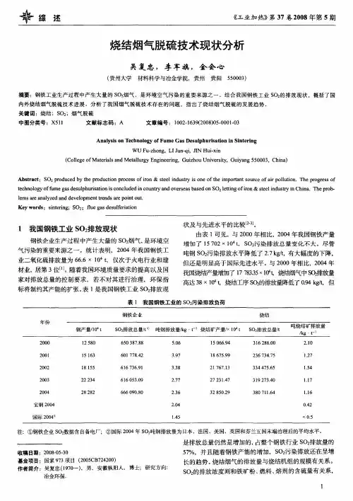 烧结烟气脱硫技术现状分析