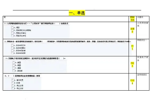 专业技术人员继续教育公需科目考试网络安全建设与网络社会治理题目