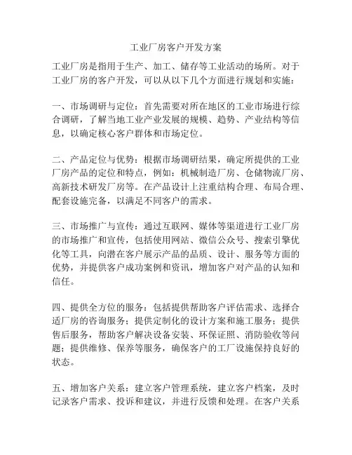 工业厂房客户开发方案