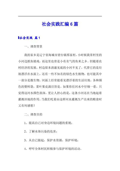 社会实践汇编6篇(精选模板)