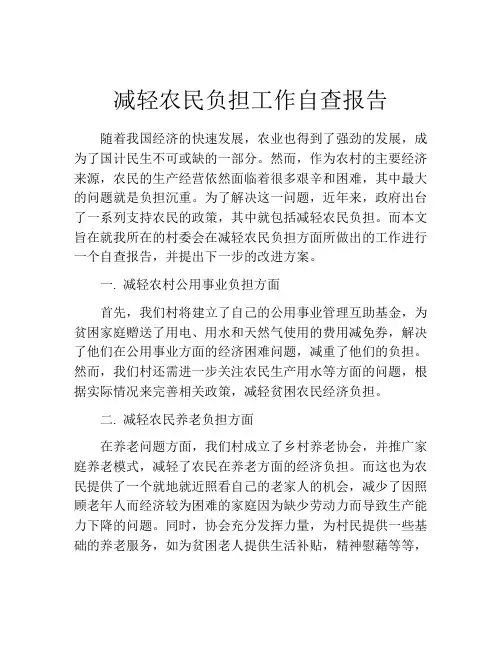 减轻农民负担工作自查报告