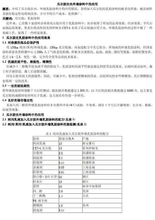 瓜尔胶在内外墙涂料中的应用