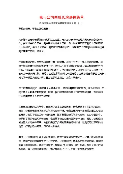 我与公司共成长演讲稿集萃3篇