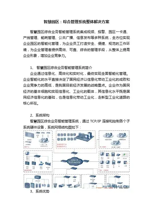 智慧园区：综合管理系统整体解决方案