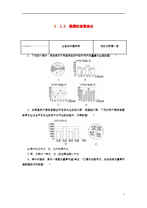 2023版新教材高中数学第五章统计与概率5-1统计-数据的直观表示课时作业新人教B版必修第二册