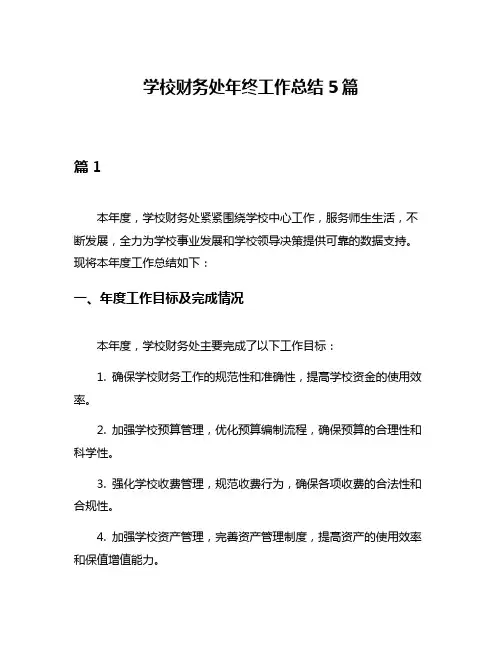 学校财务处年终工作总结5篇