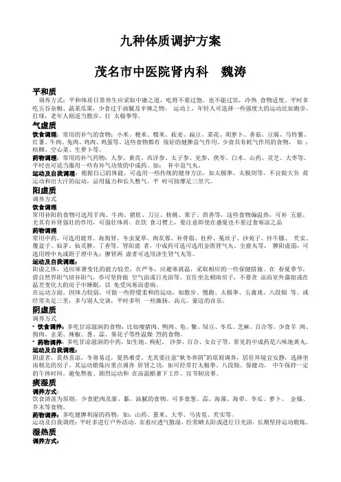 -中医九种体质调护方案(养生必备)
